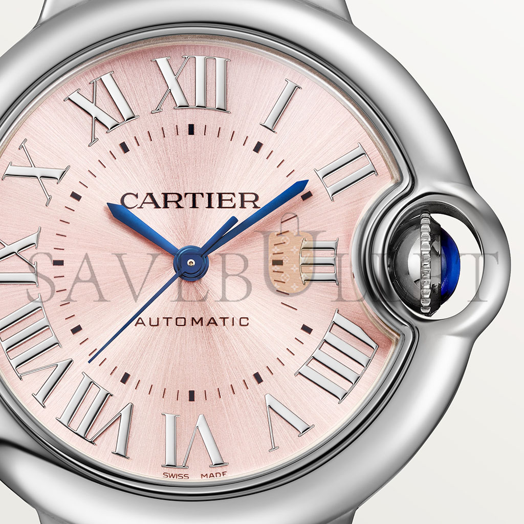 CARTIER BALLON BLEU DE WATCH 28 MM STEEL DIAMOND CASE DIAMOND BEZEL PINK DIAL W6920038 CARTIER BALLON BLEU DE WATCH 28 MM STEEL DIAMOND CASE DIAMOND BEZEL PINK DIAL W6920038